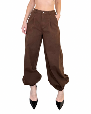 Habiti - Camicia e pantaloni oversize bull denim - CIOCCOLATO