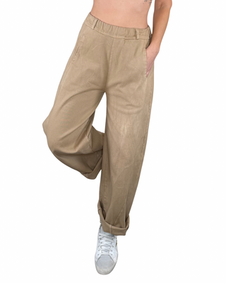 Habiti - Pantalone baloon bull denim - KAKI