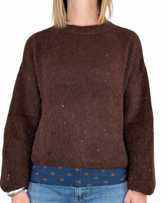 Habiti - Maglia misto alpaca micro paillettes - CIOCCOLATO
