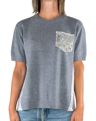 Habiti - Maglia con tasca di paillettes - GRIGIO