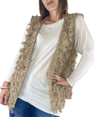 Susy Mix - Gilet lurex in maglia - FANGO