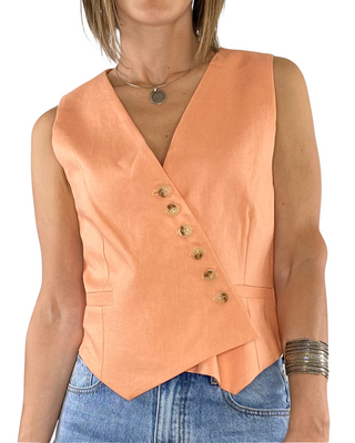Vicolo - Gilet abbottonatura diagonale - SALMONE