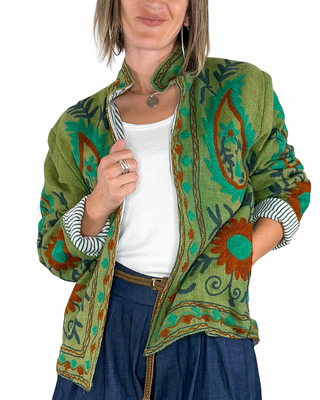 CADì - Suzani 100% cotone - VERDE OLIVA