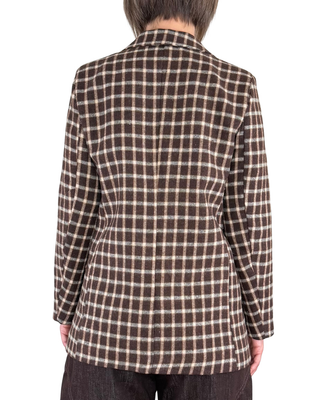 Habiti - Blazer check con spille - CIOCCOLATO