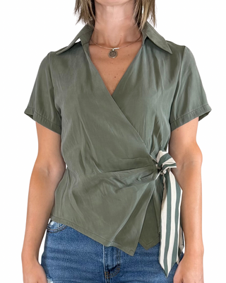 CADì - Camicia incrociata in modal - VERDE MILITARE