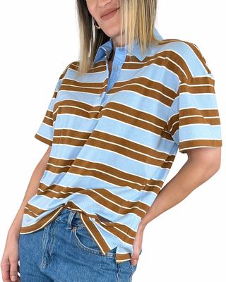 Vicolo - Polo righe in jersey - AZZURRO