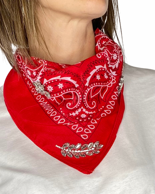 susy mix - t-shirt m/manica con bandana/cabochon - rosso