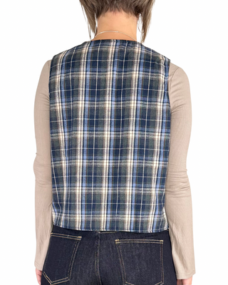 Habiti - Gilet check ricamato - BLU