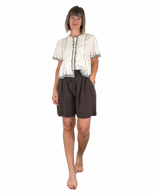 CADì - Camicia ricamata in popeline - PANNA