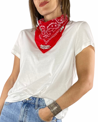 susy mix - t-shirt m/manica con bandana/cabochon - rosso