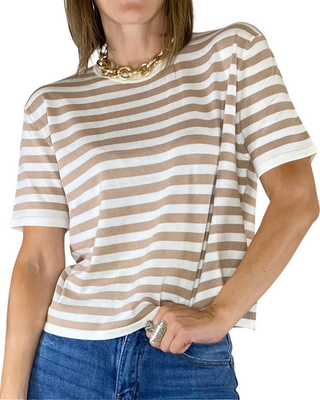 Habiti - Maglia righe m/manica - BEIGE