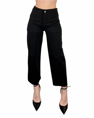 Habiti - Pantalone barrell elasticizzato - NERO