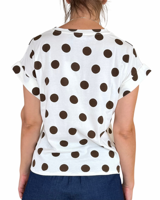 Habiti - T-shirt scatola a pois - MORO