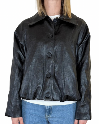 Habiti - Giubbino ecopelle rimborsato - NERO