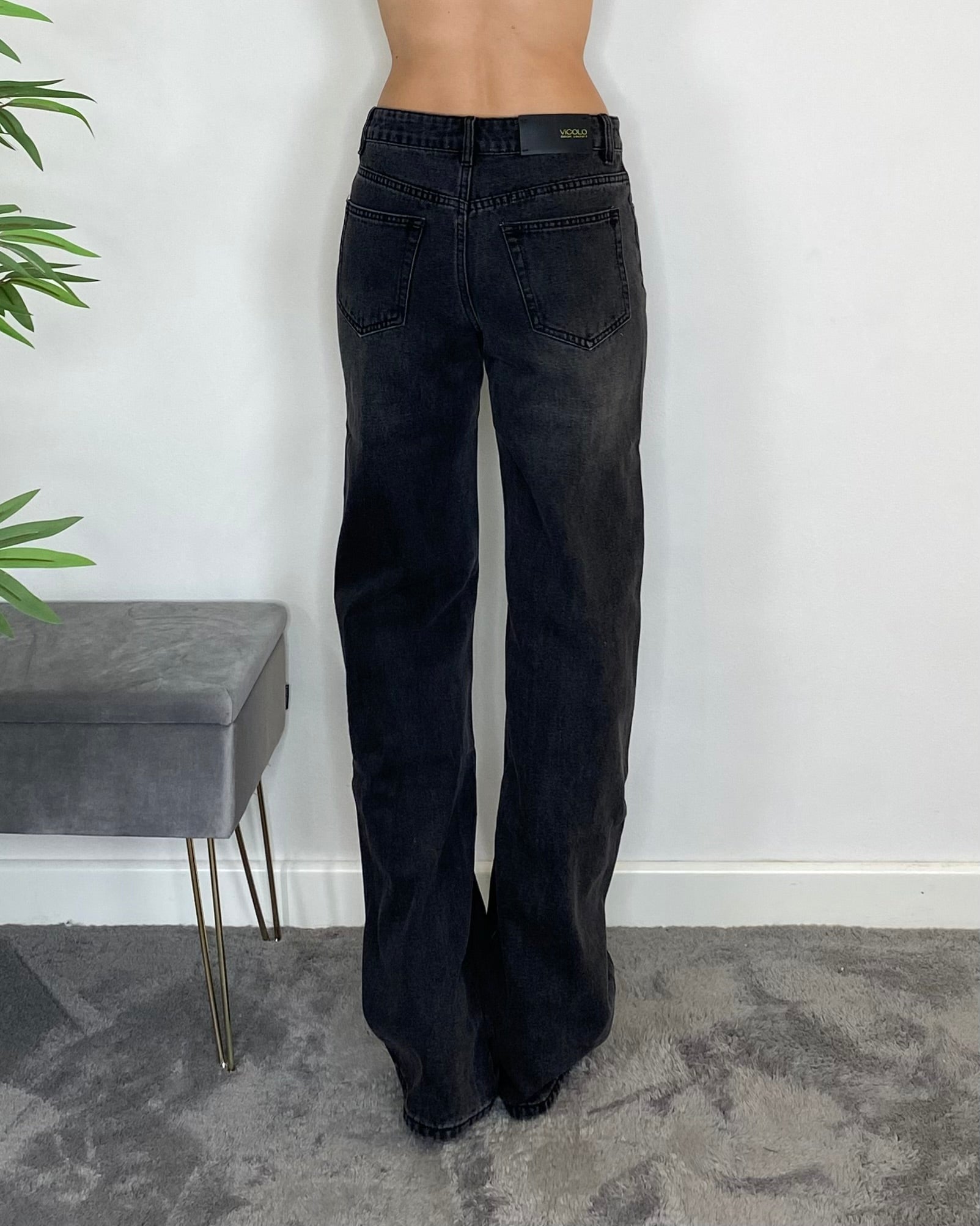 Jeans Dalia dritto vita alta - NERO