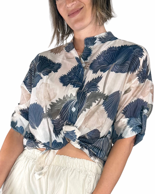 Habiti - Camicia fantasia in tencel - SABBIA