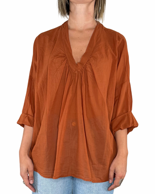 Habiti - Blusa scollo V - MATTONE