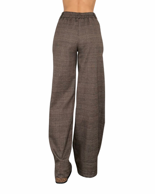 Habiti - Pantalone palazzo check - FANGO