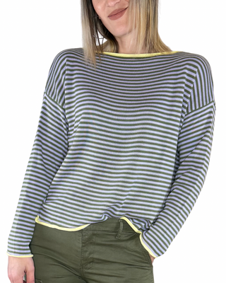 CADì maglia righe cotone rotolino giallo - vista frontale