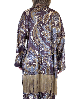 SUSY STAR - Kimono fantasia frangia - VINO