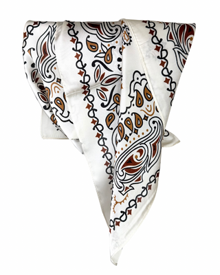 Habiti - Foulard fantasia 66x66 - PANNA/TABACCO
