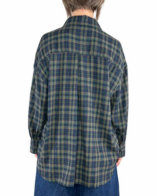 Habiti - Camicia check con patch e spille - BLU