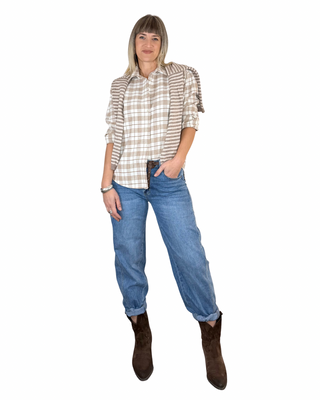 Habiti - Maglia righe collo rotolino - BEIGE