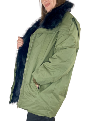 Motel - Parka con ecopelliccia - VERDE MILITARE