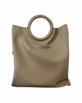 Habiti - Pochette cerchio 100% pelle martellata - FANGO