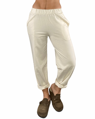 susy mix - felpa m/manica con pantalone baloon - burro