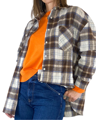 Vicolo - Camicia quadri flanella - MORO