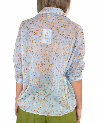 Habiti - Camicia in mussola di cotone - CELESTE