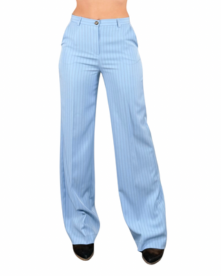 Vicolo - Pantalone palazzo gessato - CELESTE