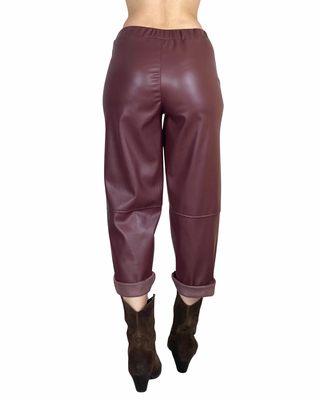 Habiti - Pantalone Japan ecopelle - BORDEAUX