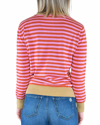 CADì maglia cotone righe bordi contrasto magenta - vista posteriore