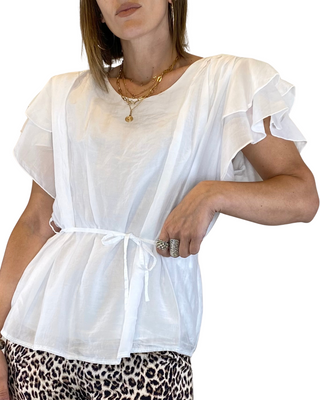 Habiti - Blusa tencel con alette - BIANCO