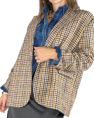 Habiti - Blazer check a scatola - BEIGE