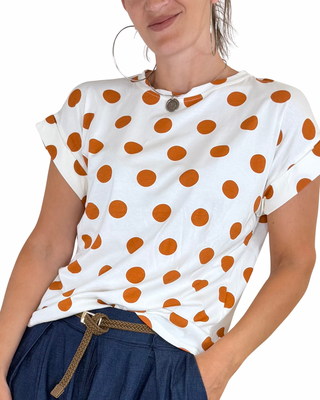 Habiti - T-shirt scatola a pois - MATTONE