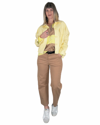 Bomber ecopelle giallo donna Haveone con spalla scesa