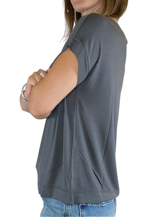 Vicolo - T-shirt scatola viscosa - PIOMBO