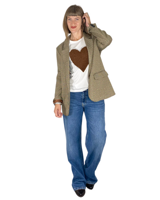 Vicolo - T-shirt "Amor" cuore bouclé - CIOCCOLATO