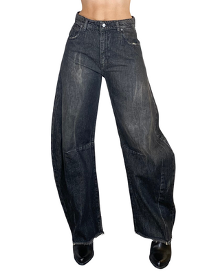 susy mix - jeans banana sfrangiato - nero