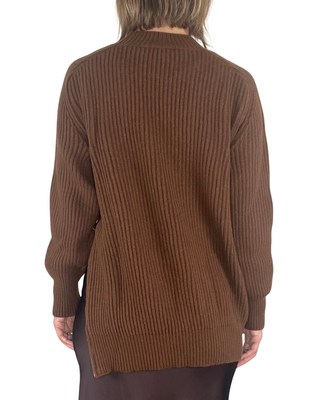 Vicolo - Maglione lupetto zip laterali - CIOCCOLATO