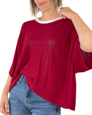 Habiti - Pull boxy kimono - ROUGE INDE