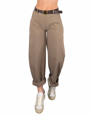 Habiti - Pantalone barrel Marta - FANGO