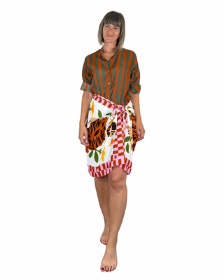Habiti - Gonna pareo Circe foulard midi - ROSA