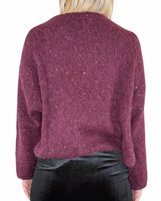 Habiti - Maglia misto alpaca micro paillettes - BORDEAUX