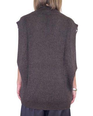 vicolo - gilet ampio punto inglese - moro