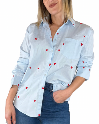 Habiti - Camicia taglio uomo ricamata - CUORI