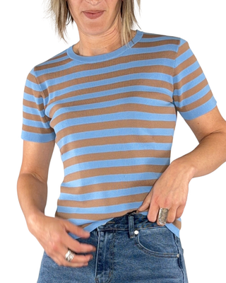 Habiti - T-shirt viscosa righe - AZZURRO